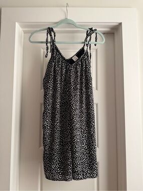Melrose and Market Black and White Spotted Tie-Strap Mini Dress